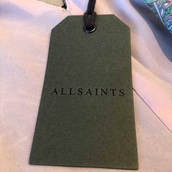 All Saints Zini Shahmina Lined Lightweight Paisley Wrap Dress Grn Pnk Sz 8 NWT - Picture 9 of 12